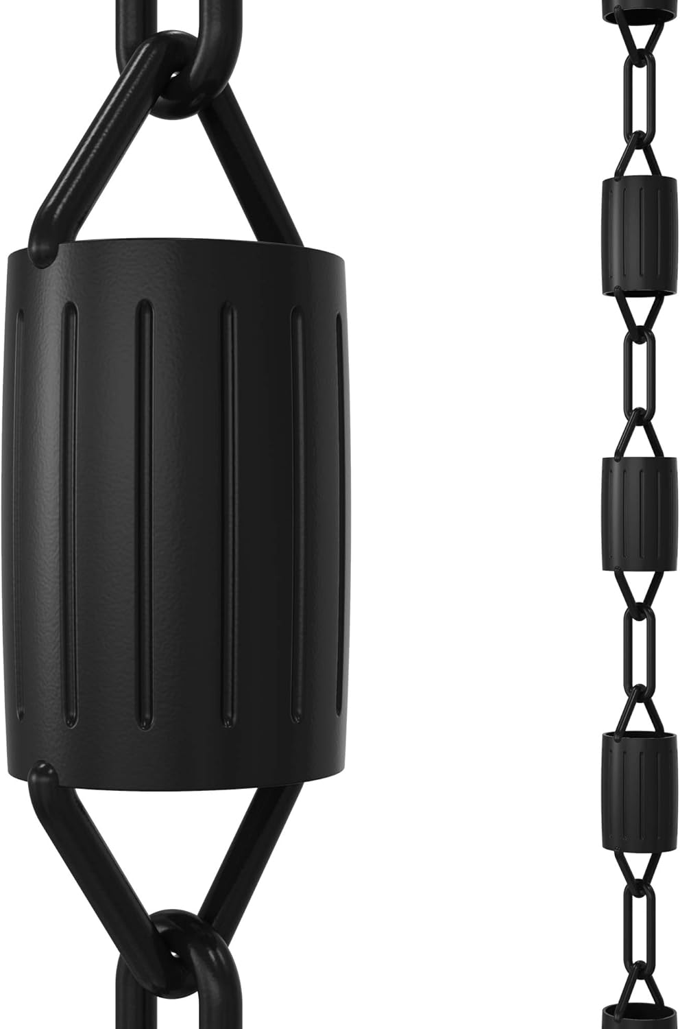 Scallop Rain Chain, 8.5 Feet Length, Aluminum, Black Powder Coated, Pack of 2 L5016