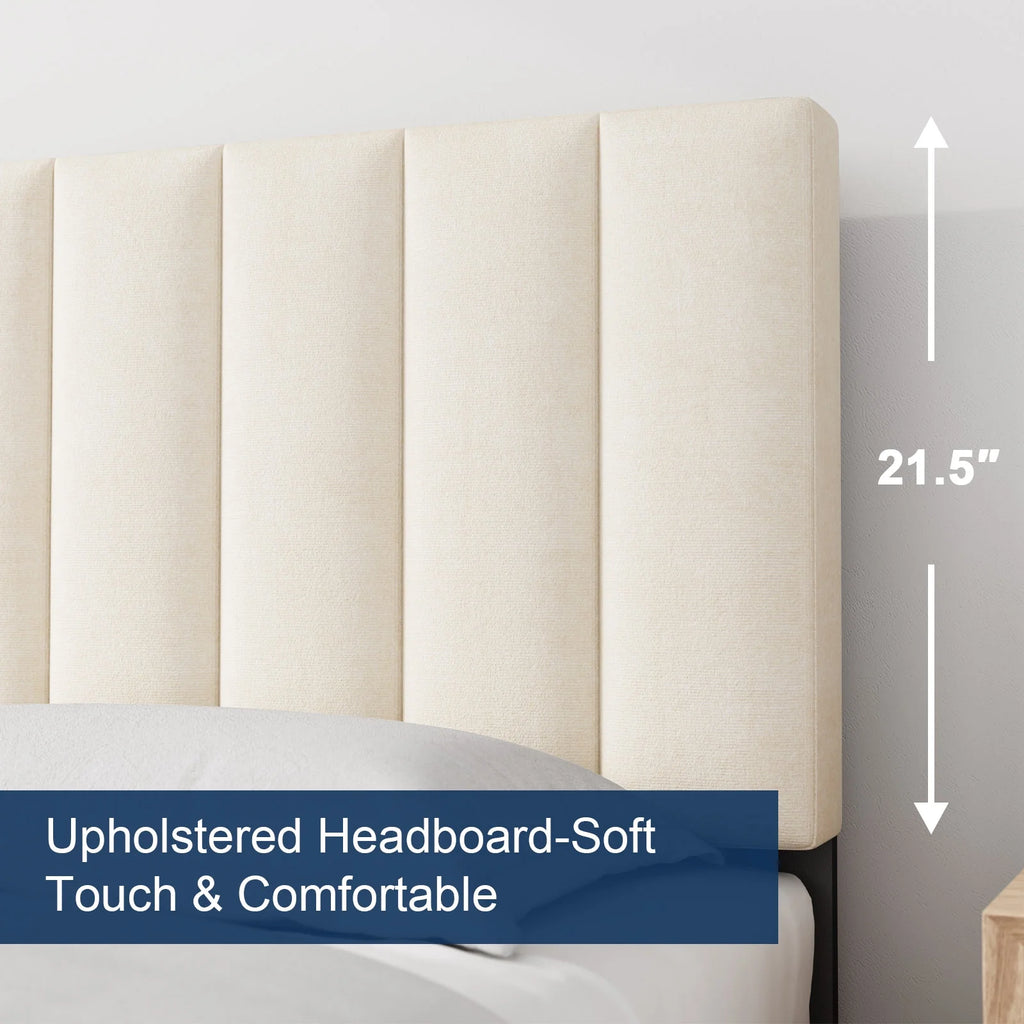 Full Platform Bed Frame with Upholstered Headboard Q956