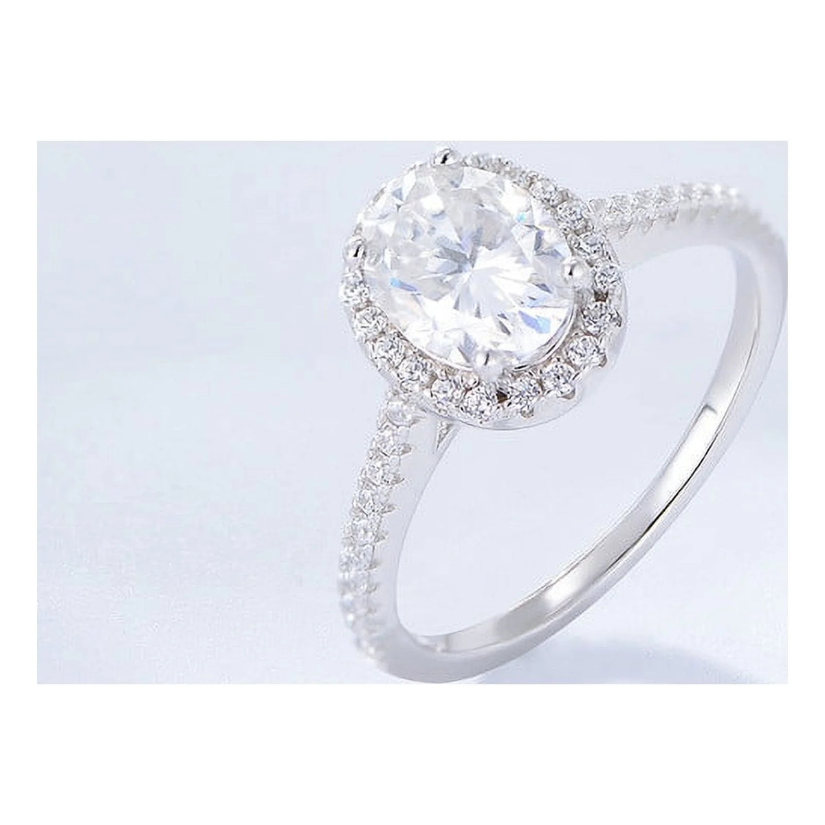 Oval Cut 14k White Gold Plated 925 Sterling Silver Diamond Ring U20197