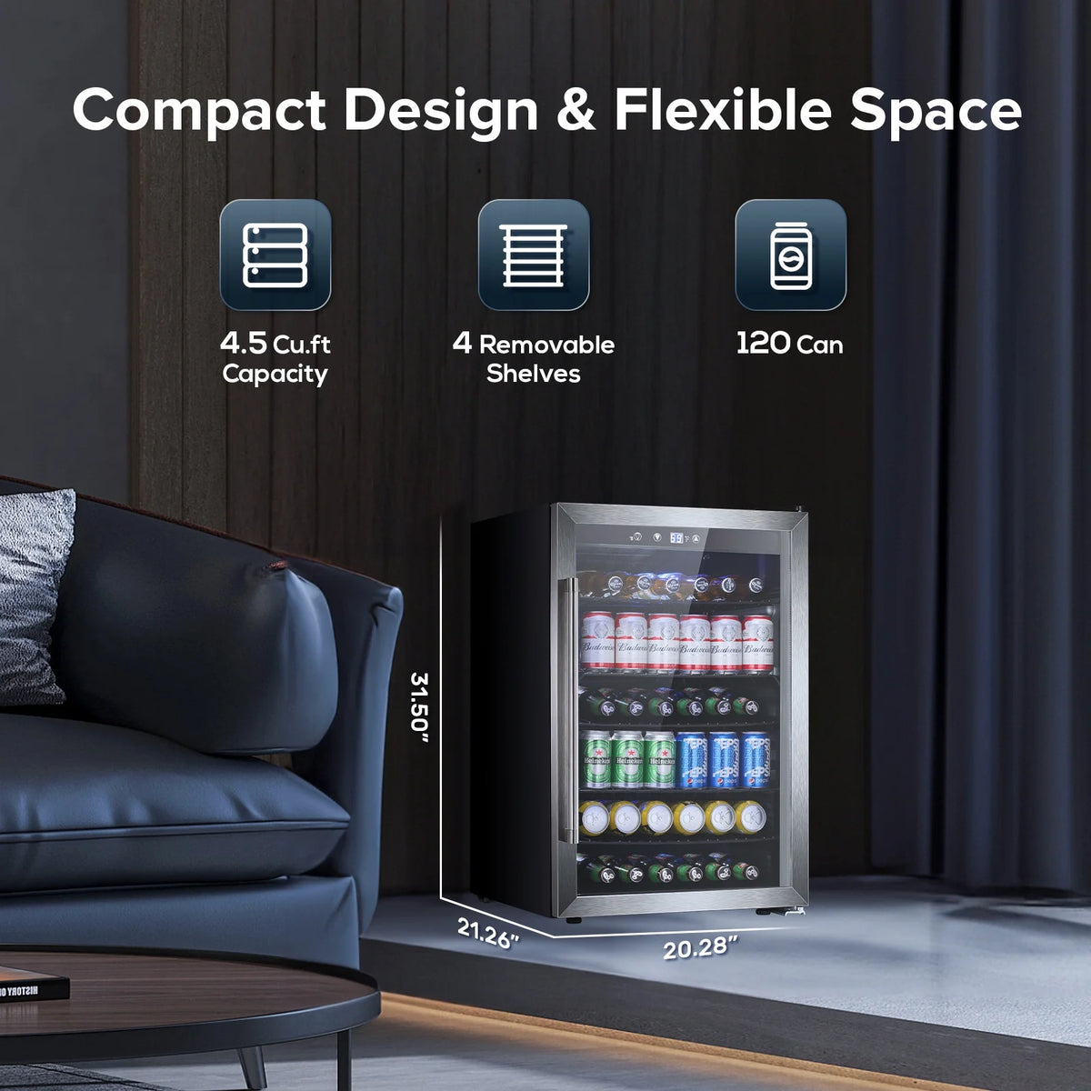 4.4 Cu.ft Beverage Refrigerator Cooler with Glass Door E113901