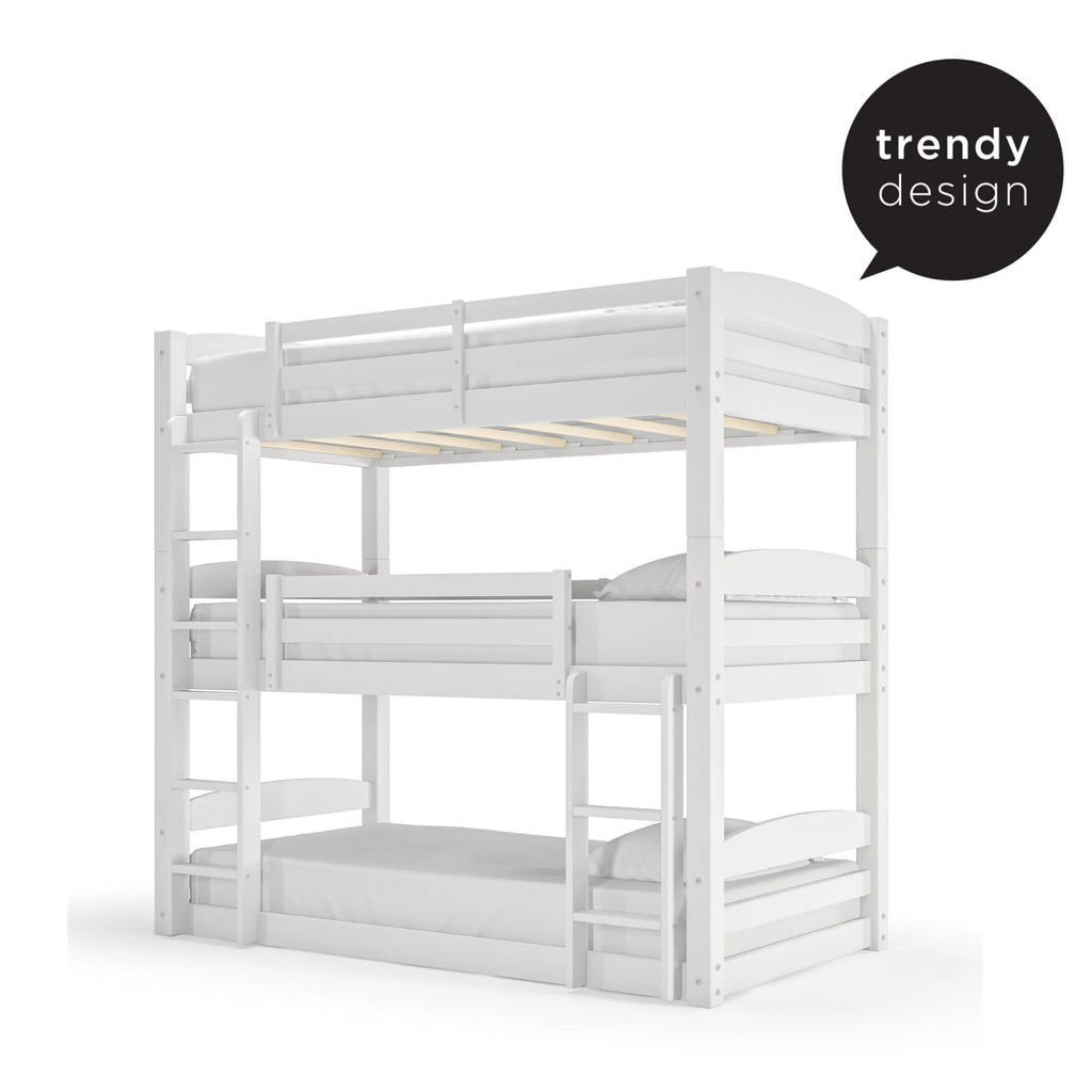 White Triple Twin Bunk Bed D50553