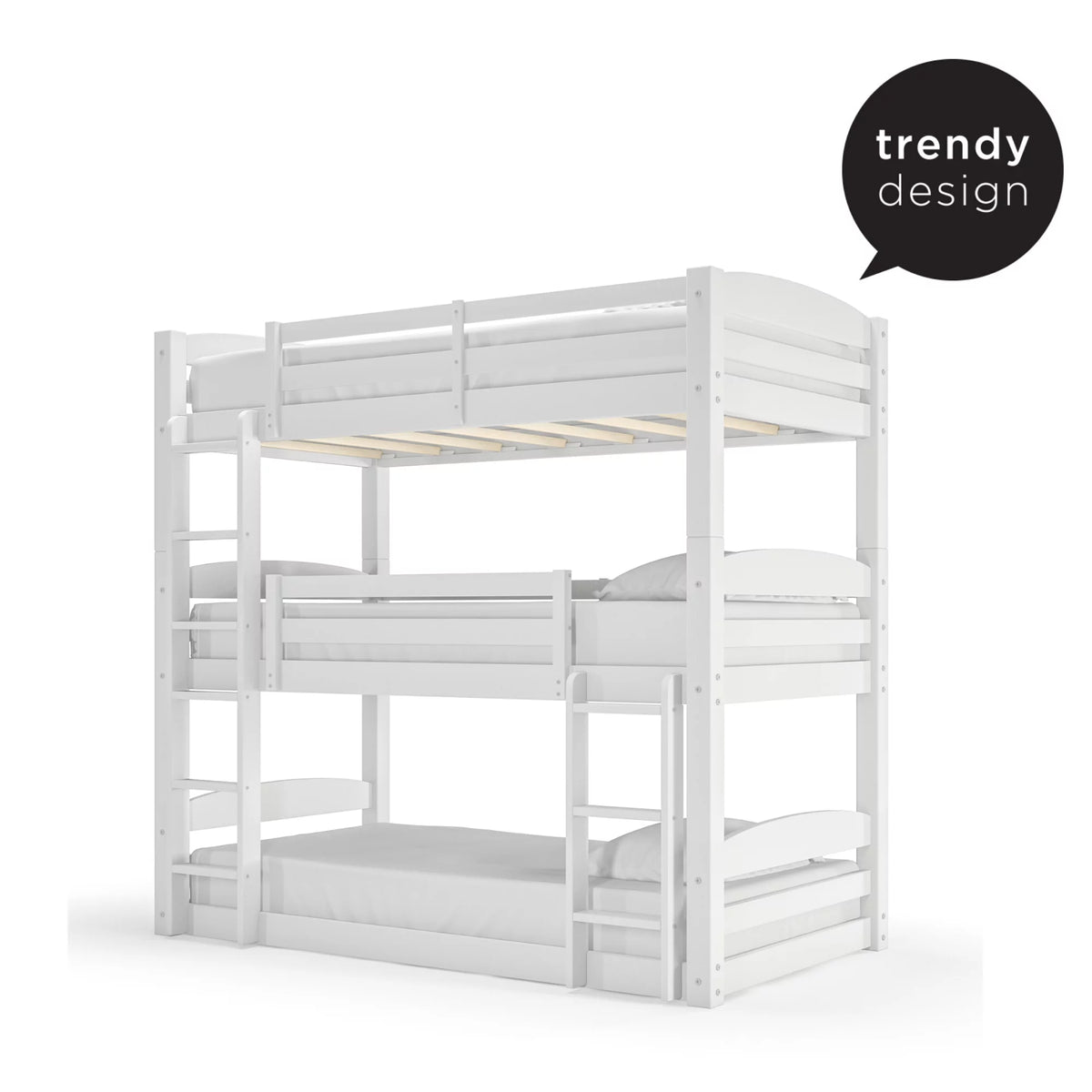 White Triple Twin Bunk Bed D50553
