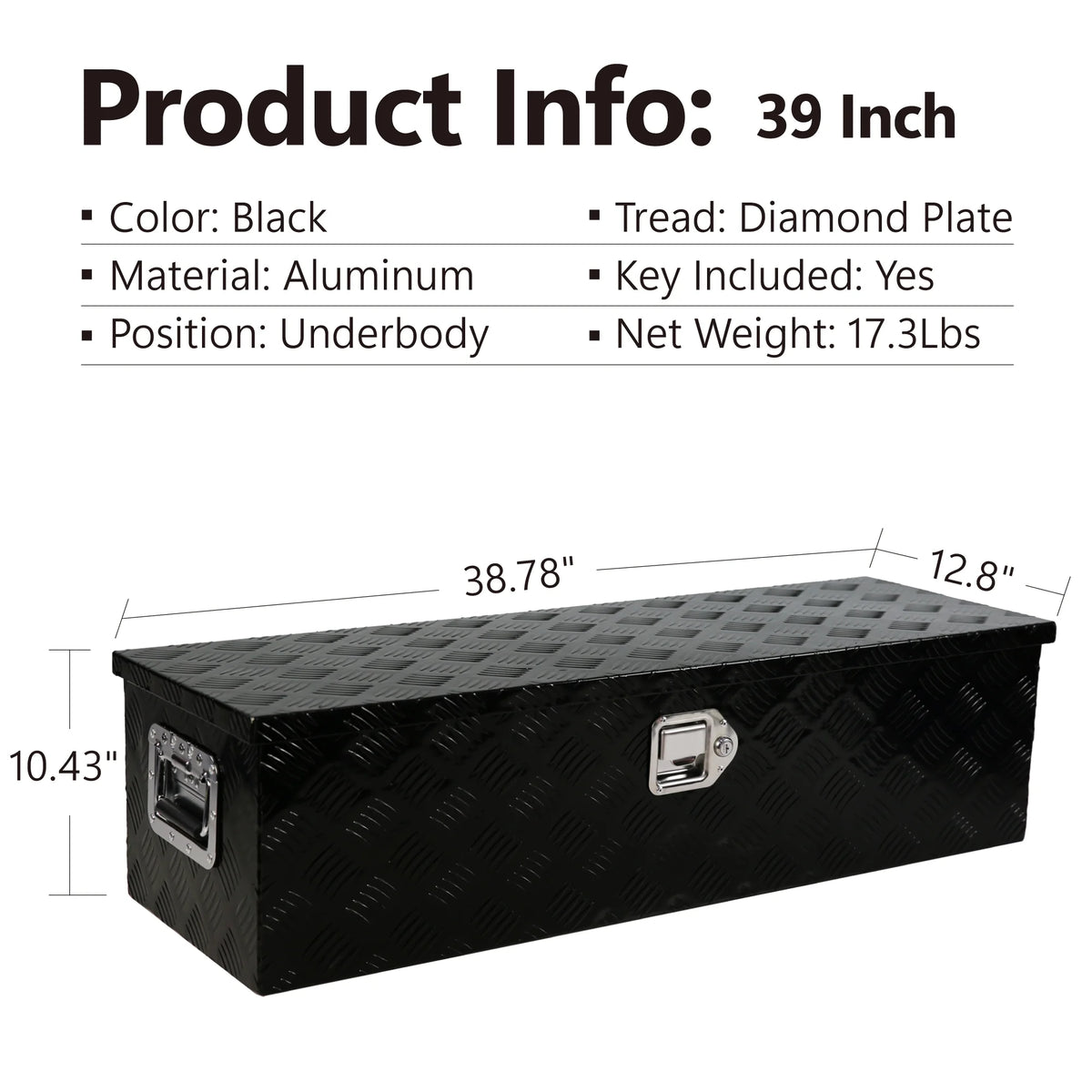39 inch Aluminum Truck Bed Tool Box with Side Handle F671