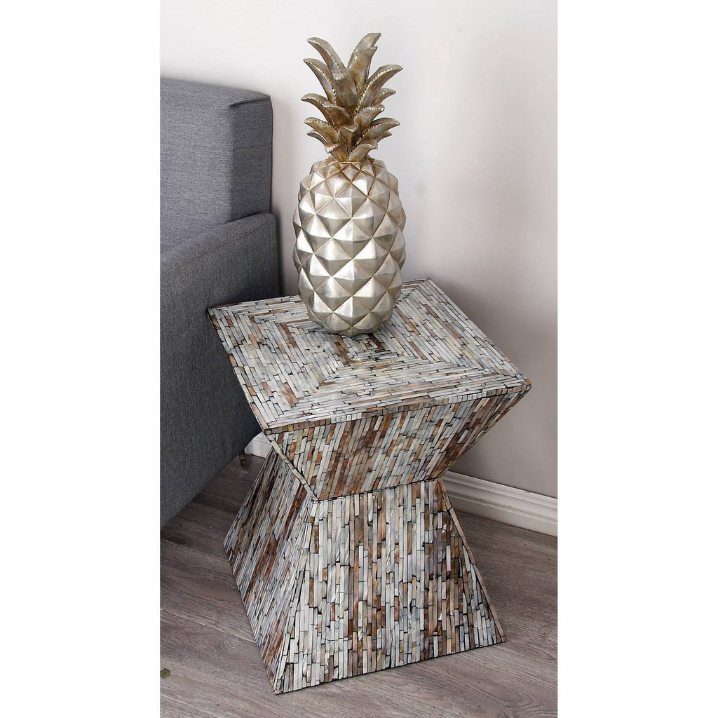 Wood Shell Inlay Accent Table L18142