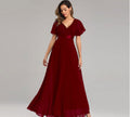 Elegant V-Neck Chiffon Formal Evening Gown Dress P744734