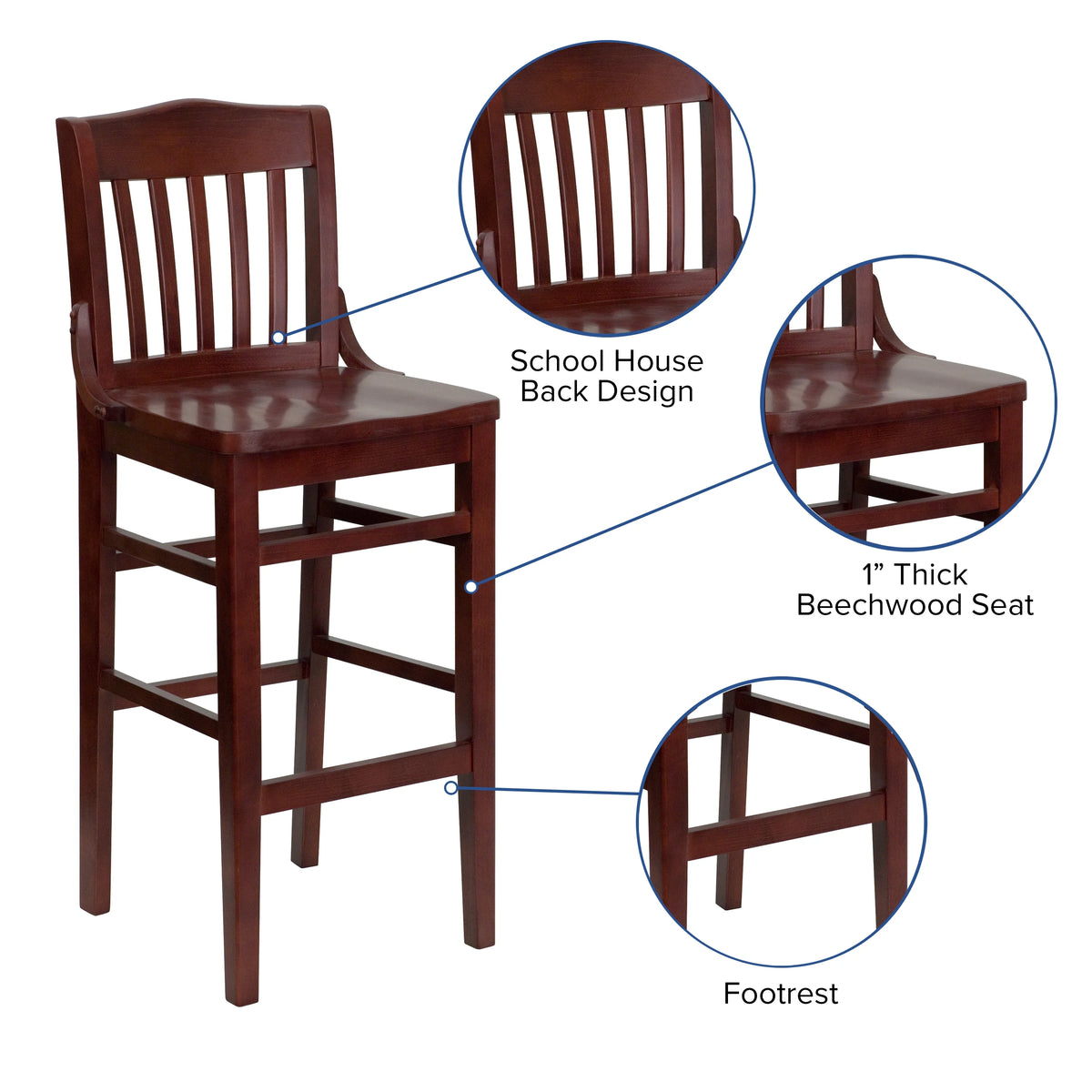 Mahogany Wood Barstool H75259