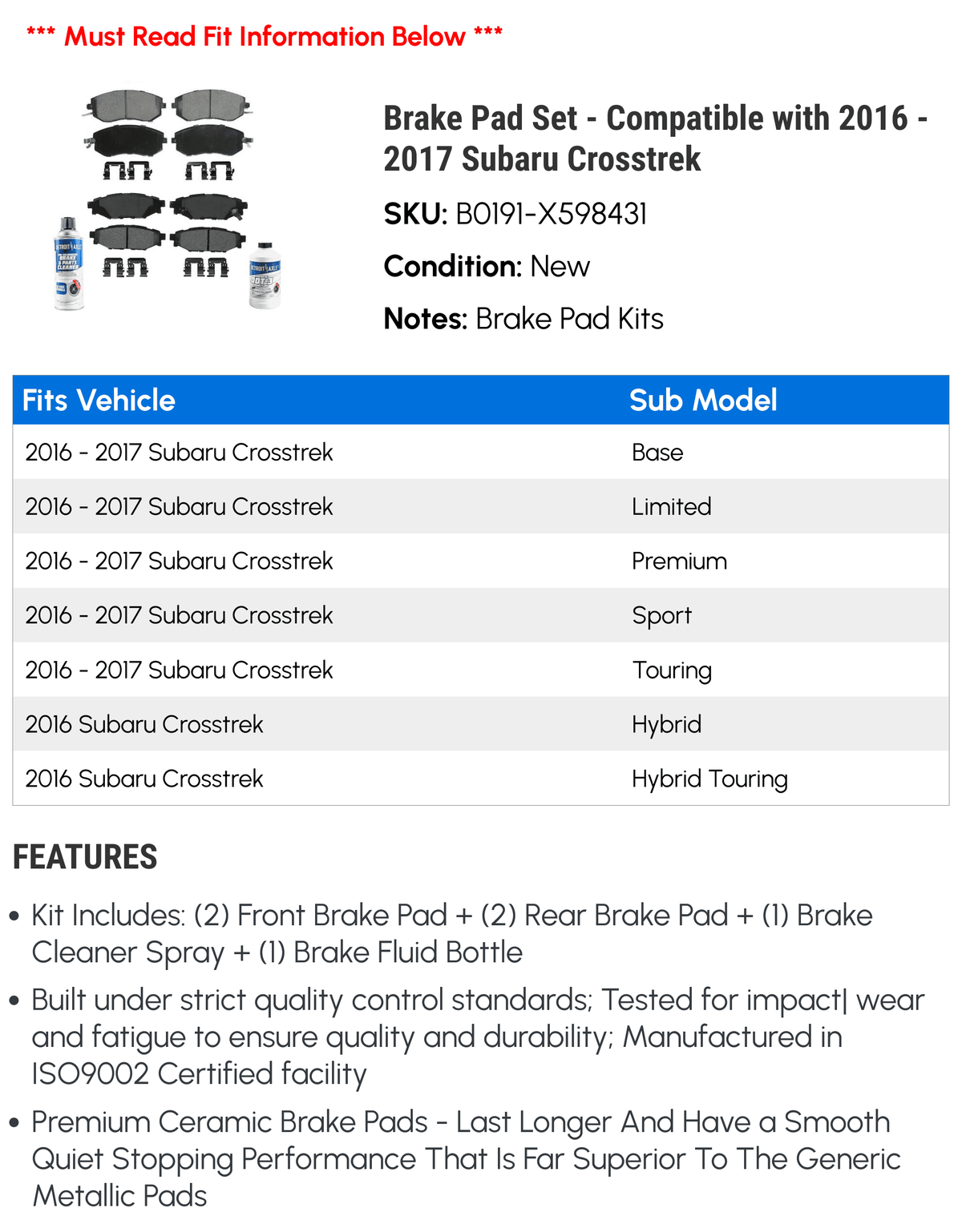 Brake Pad Set O34695