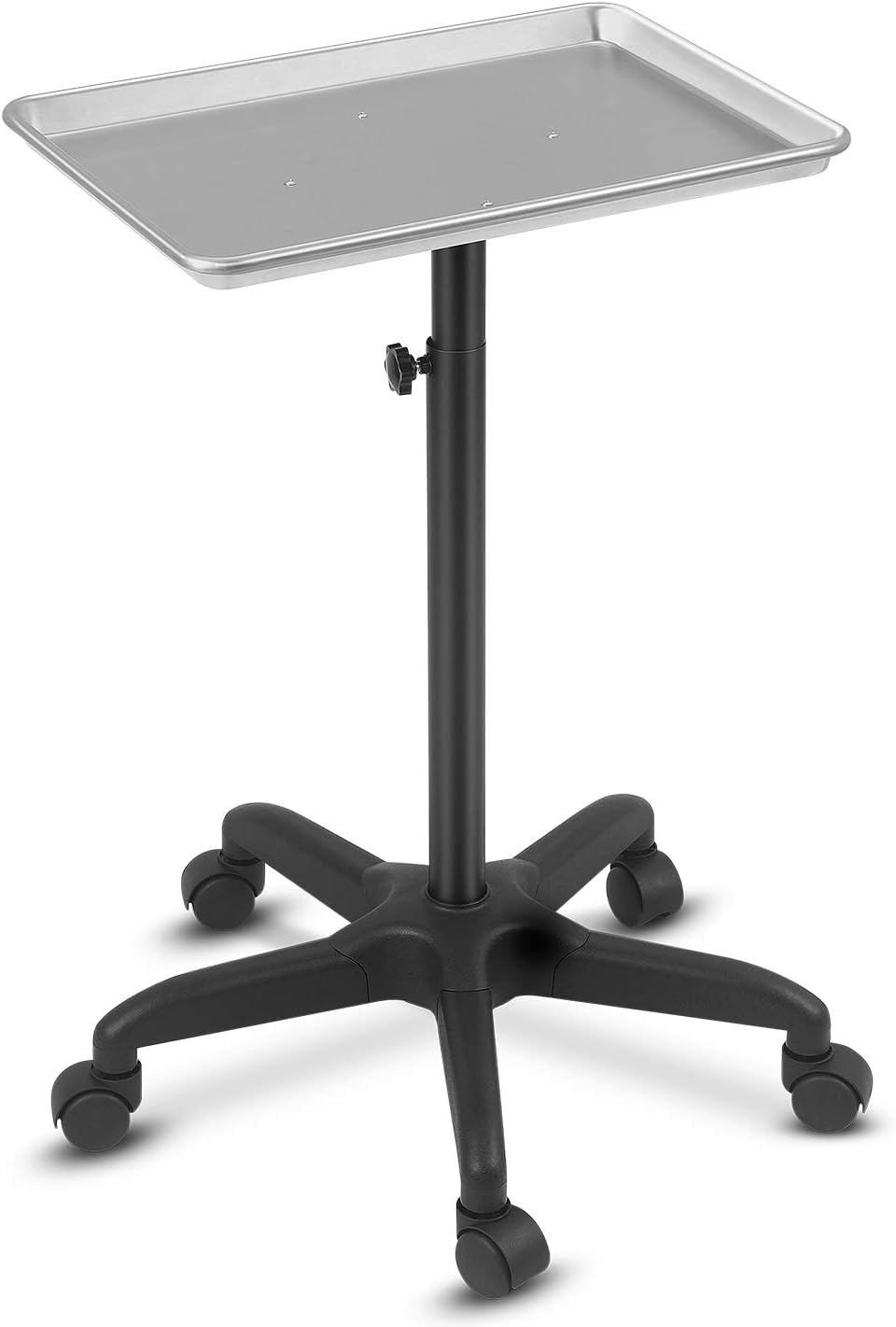 Salon Tray Beauty Rolling Cart Adjustable Height Premium Aluminum Instrument Tray Utility Trolley Tool Holder (Silver) Pack of 2 W29071