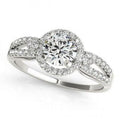 14K White Gold Halo Round Diamond Engagement Ring F913