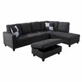 Black Grey 3PC Linen Sectional Sofa Set H329484