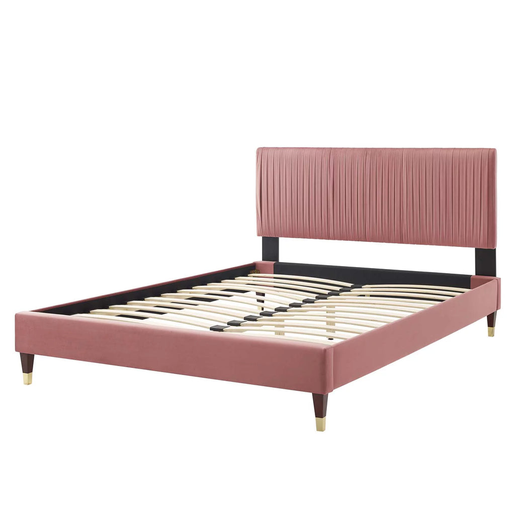 Full Size Velvet Platform Bed Frame K47447