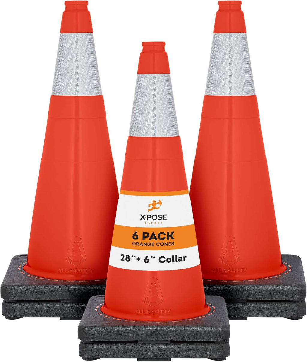 Orange PVC Plastic Traffic Cones with 6 Collar B623998