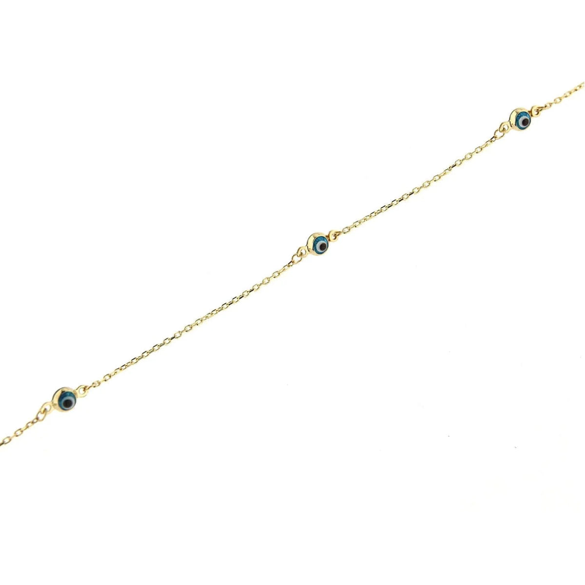 18k Solid Yellow Gold Evil Eye Bracelet 6 inches S817