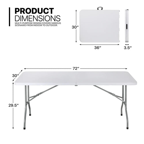 11 Pieces White Folding Plastic Table and Chair Set U27536