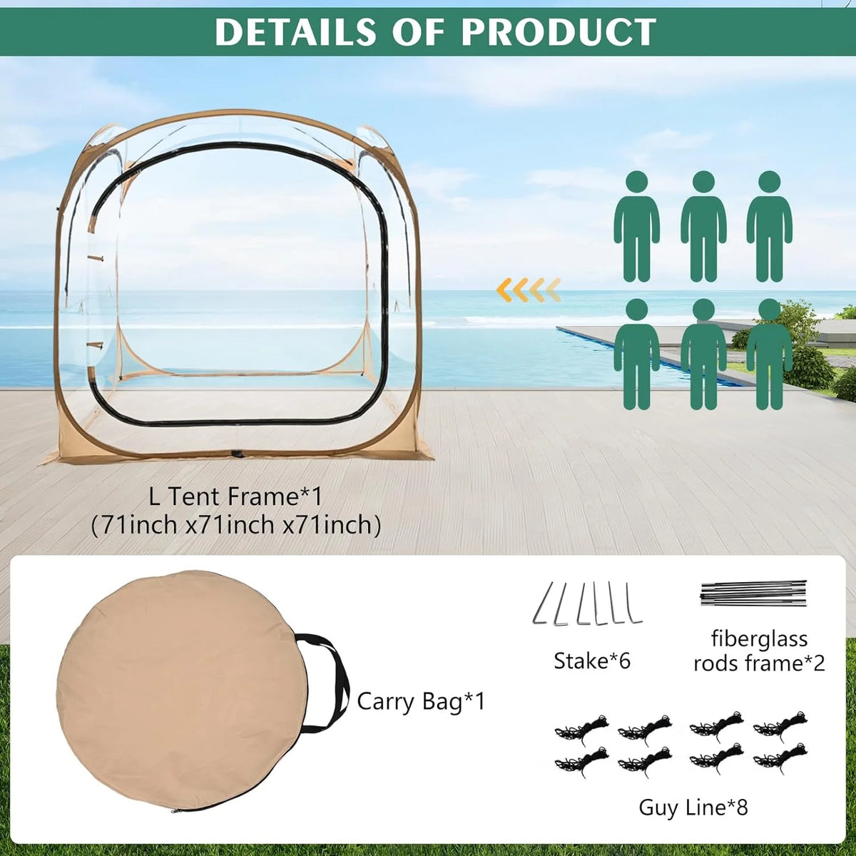 Pop-Up Tent with Removable Top Cover and Mesh Windows A235