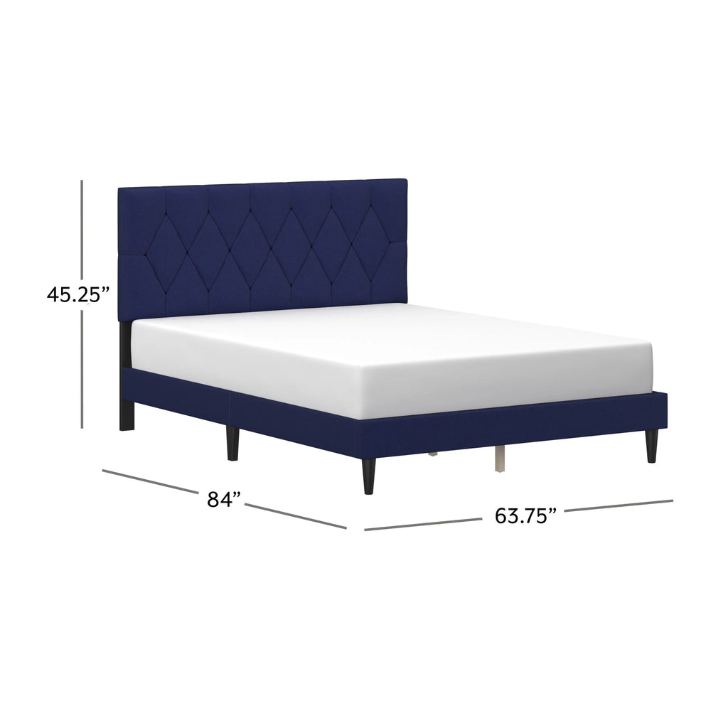 Gray Diamond Tufted Upholstered Queen Platform Bed O786790
