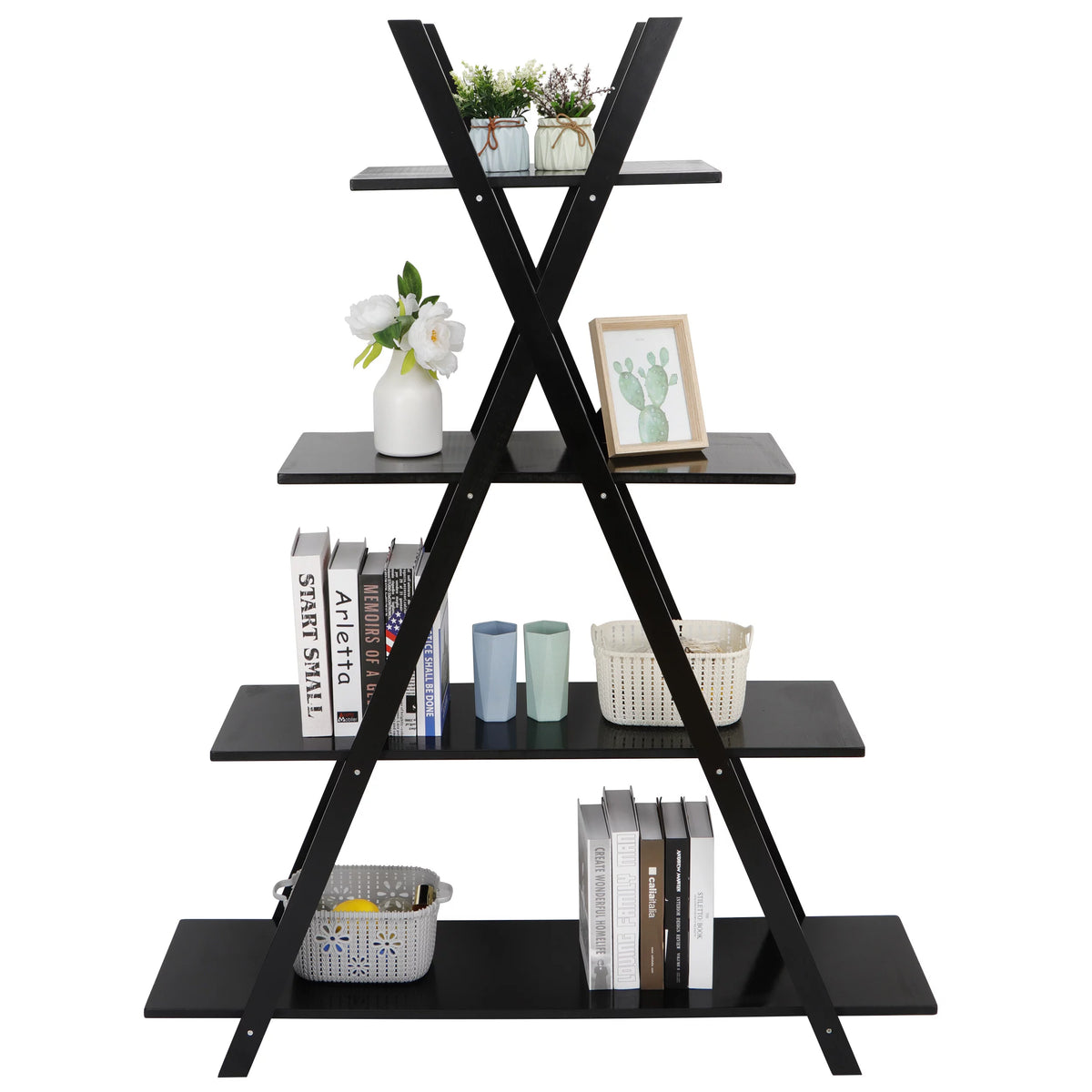 4-Shelves Open Bookcase Black B91471