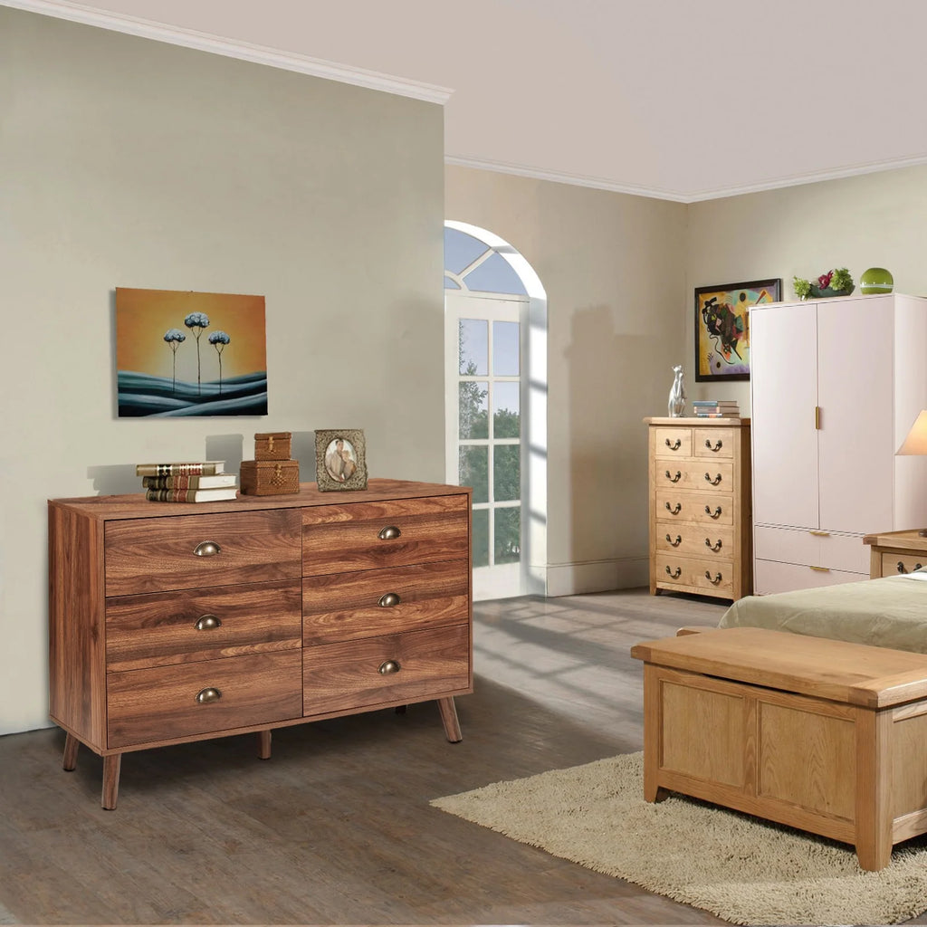 Wood 6 Drawer Dresser with Metal Handles G84652