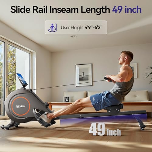 Quiet Magnetic Rowing Machine 350lb Capacity 16 Levels Adjustable Resistance Foldable J741