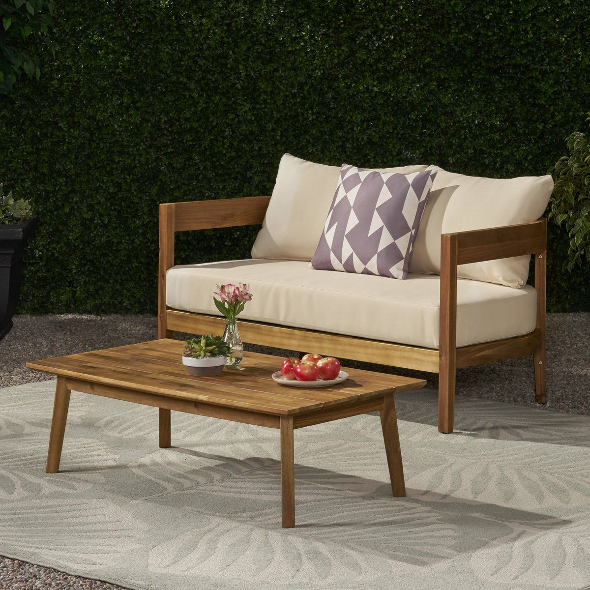 Acacia Wood Loveseat Set with Coffee Table H766722