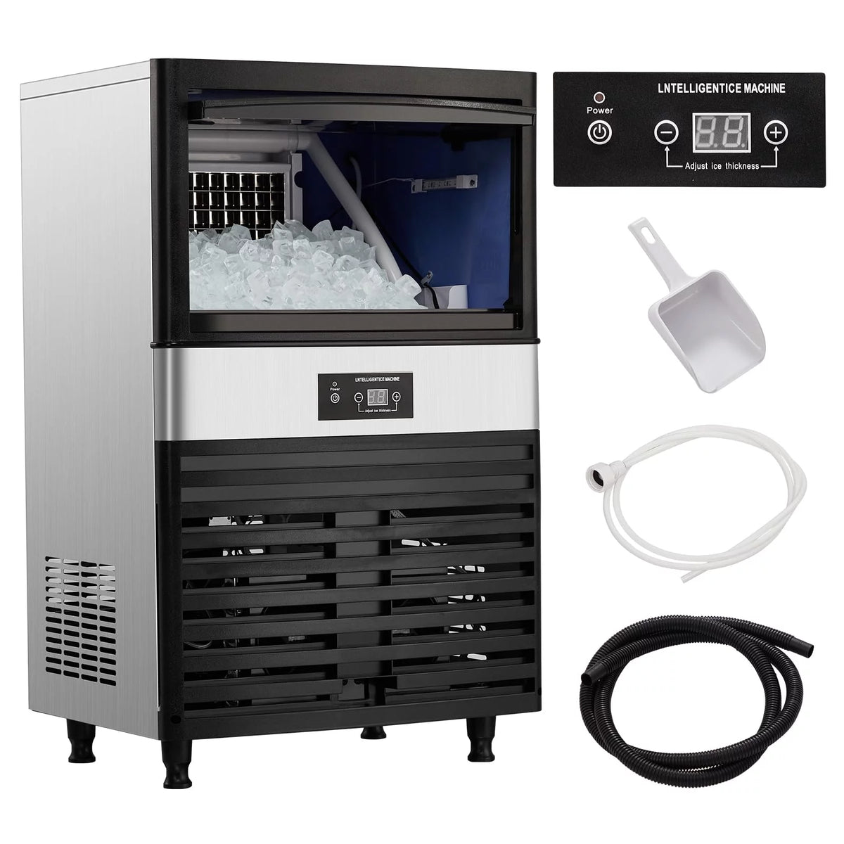 Commercial Stainless Steel Ice Maker with 44lbs Ice Storage E833