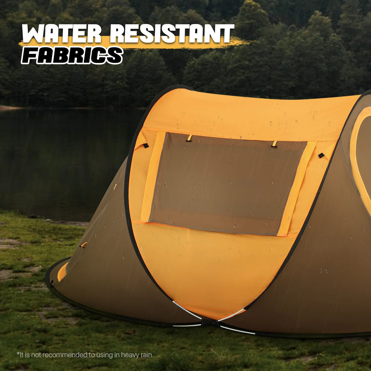 Yellow 3 Person Pop Up Tent with Carry Bag Q472410