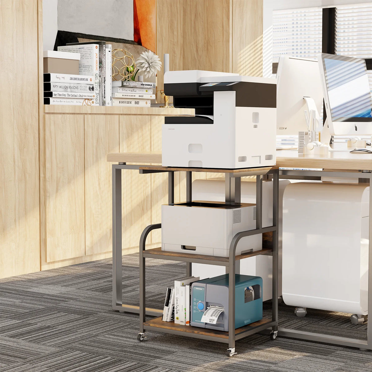 Large 3 Tier Printer Stand with Wheels L6552