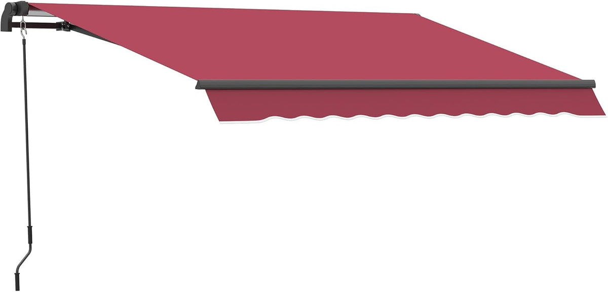 10' x 8' Manual Retractable Awning with UV Protection, Red Stripe W23570