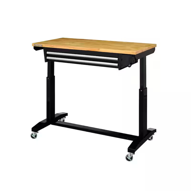 Black Adjustable Height Worktable with 2-Drawers L80622