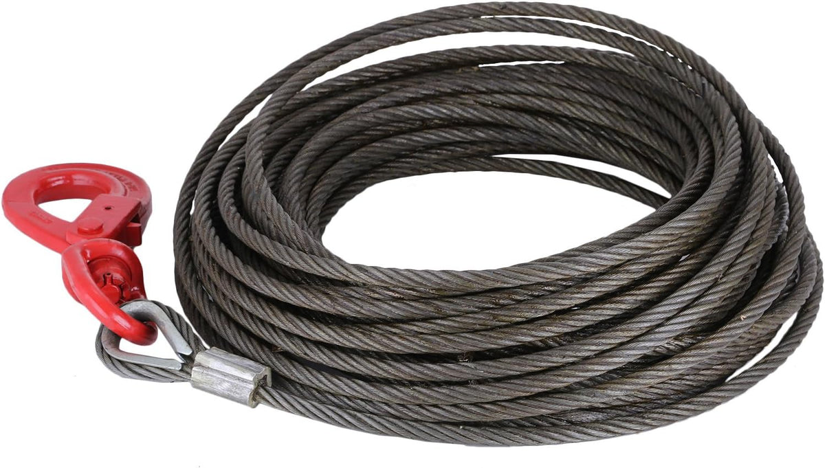 Winch Cable 8/17Inch x 100Ft Replacement Wire Rope 4400LBS Fiber Core Swivel Hook Pack of 2 J62014