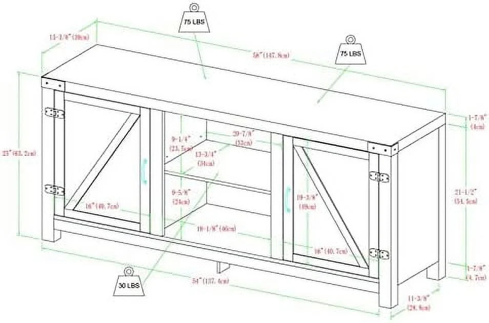 Rustic Wood TV Stand Up To 65" Brushed White Oak P768529