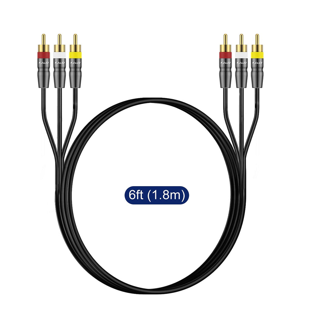 3RCA to 3RCA Cable, Gold Plated RCA Cable, 10 Feet T6250