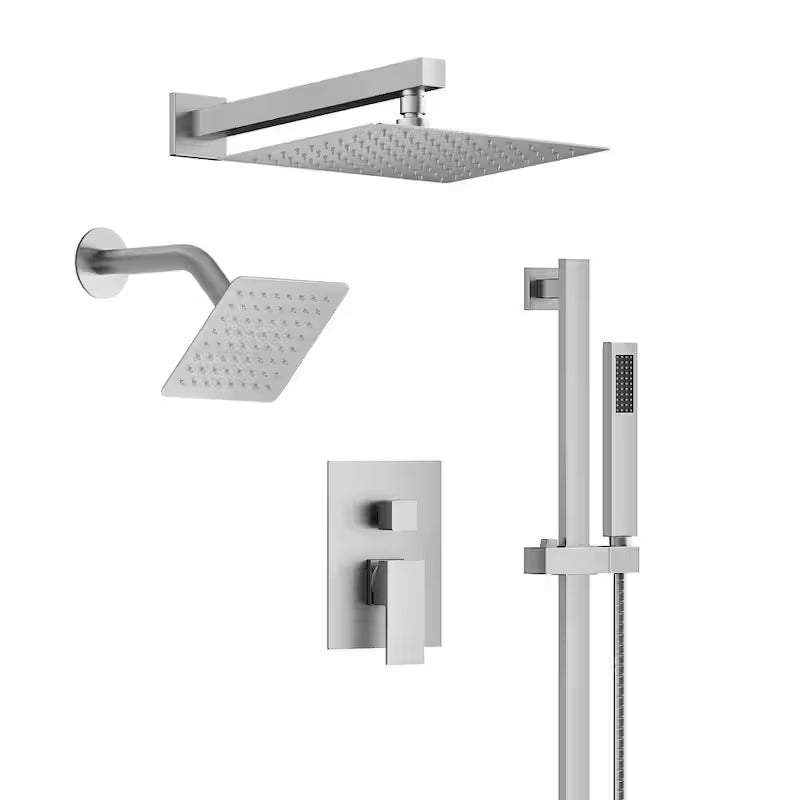 Wall Mount Dual Shower Heads and Handheld Shower Head 2.5 GPM Brushed Nickel O72175