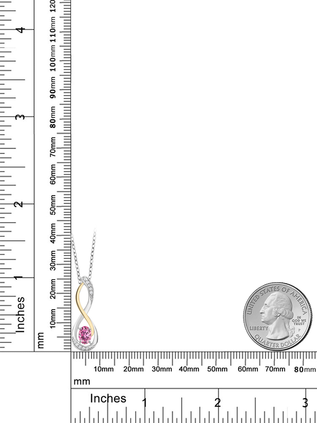 Pink Moissanite Lab Grown Diamond Infinity Pendant Necklace with Chain R657267