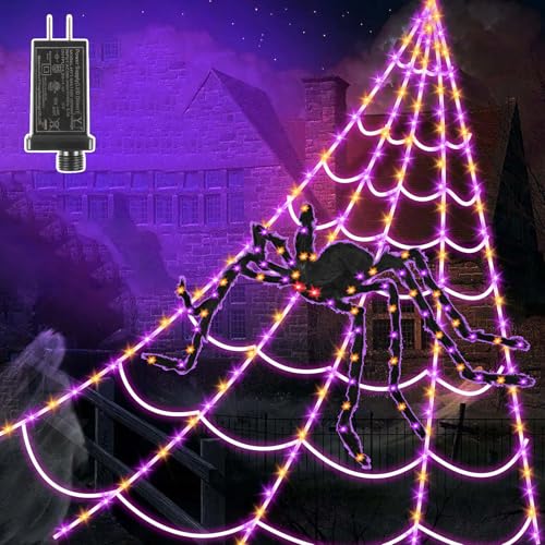 250 LEDs Outdoor Halloween Decor Lights with 4Ft Light-up Spider E9779