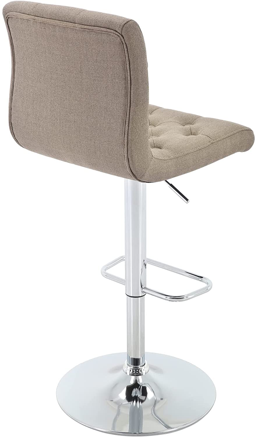 Tufted Swivel Bar Stool with Back, Fabric Upholstered Armless Bar Chair B67475