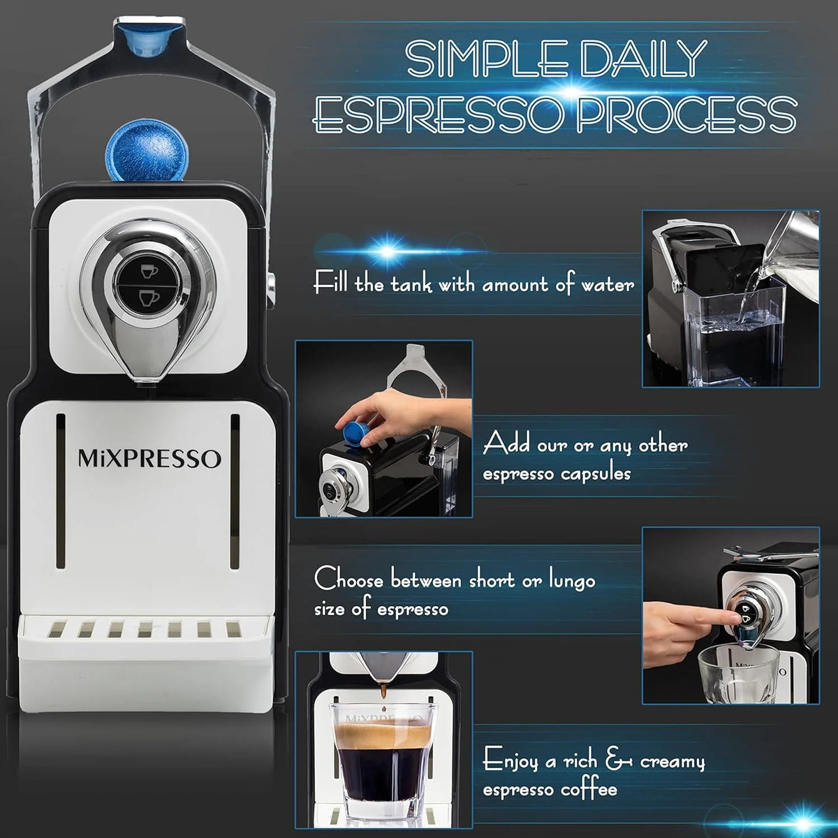 Black 19-Bar Single Serve Espresso Machine I919099