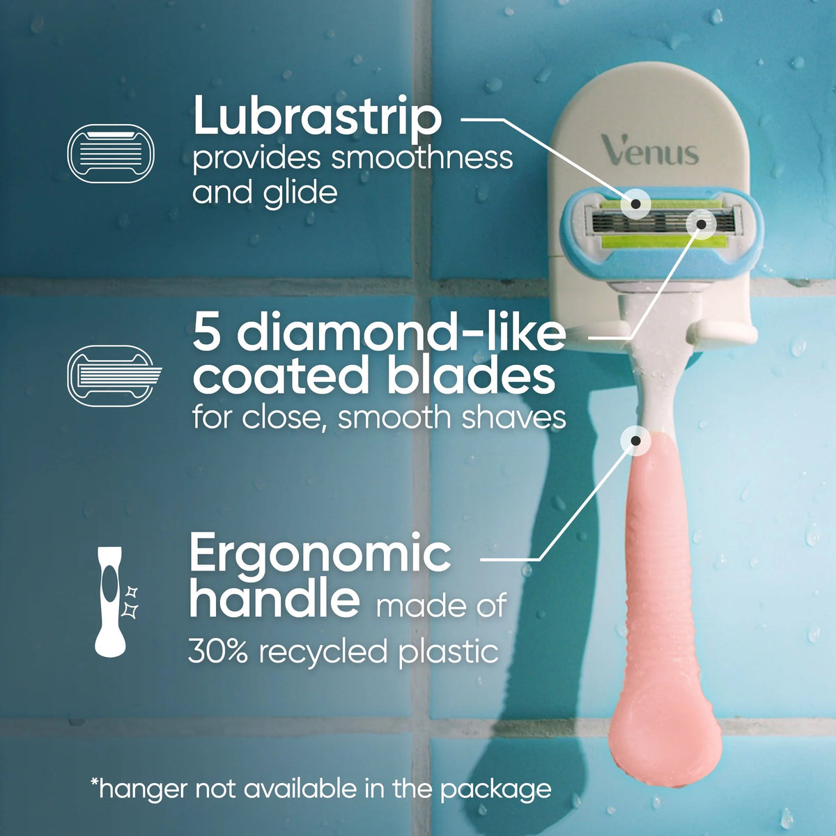 Pink Women's Razor Handle + 2 Blade Refills S386