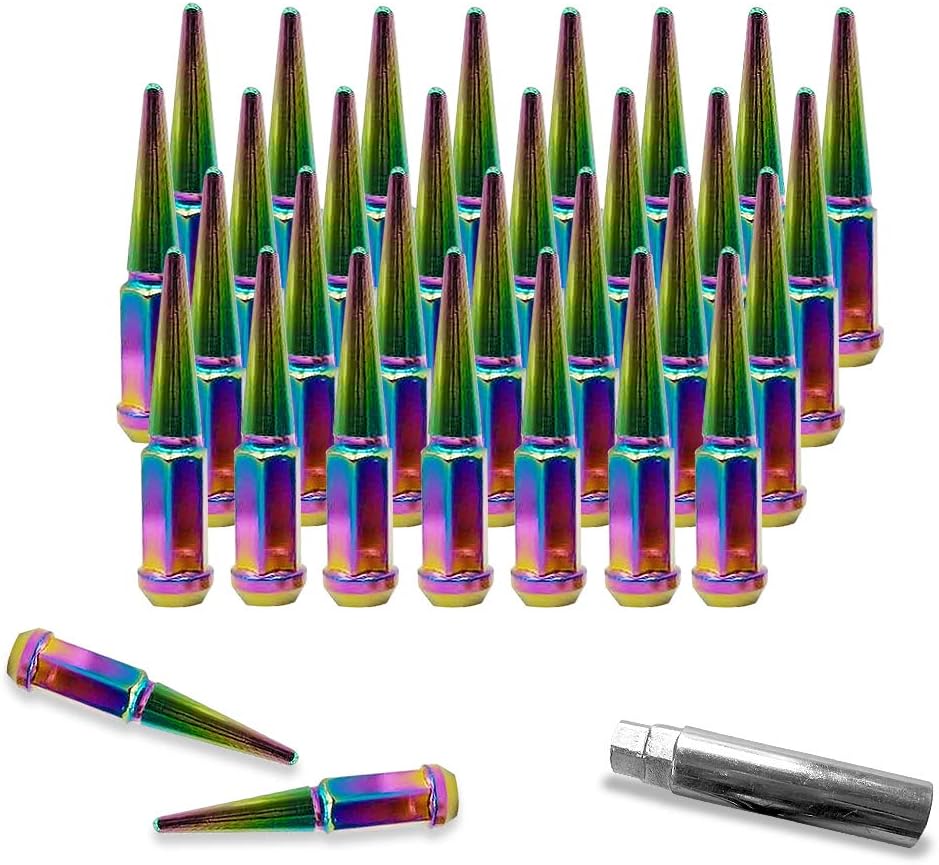 32 pcs 9/16-18 112mm 4.4" Black Conical Wheel Lug Nuts w/Key H27291