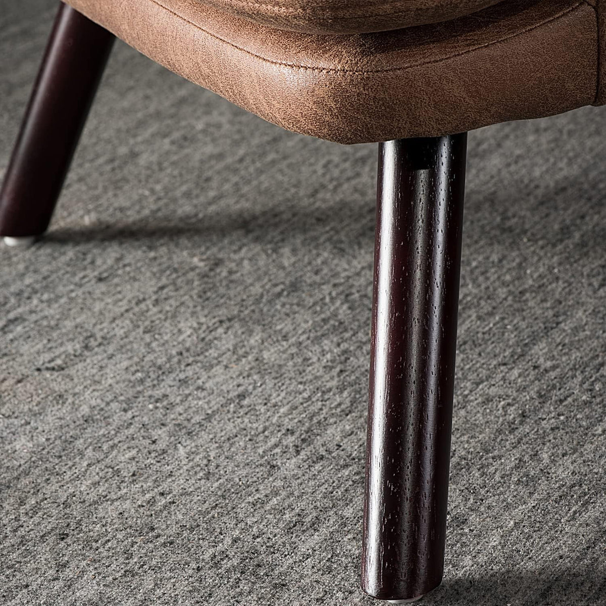 Light Brown Faux Suede Accent Chair with Ottoman Set R2796