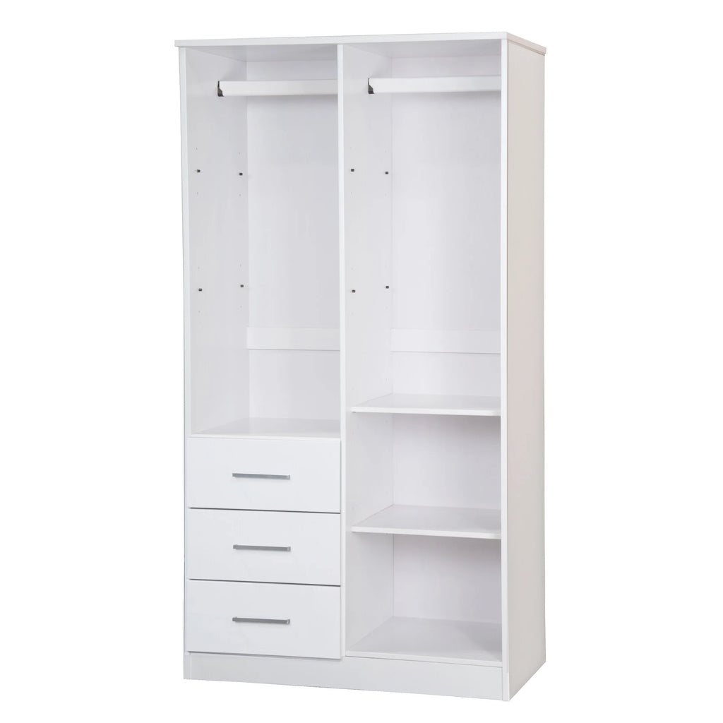 100% Solid Wood White Wardrobe Armoire E25784