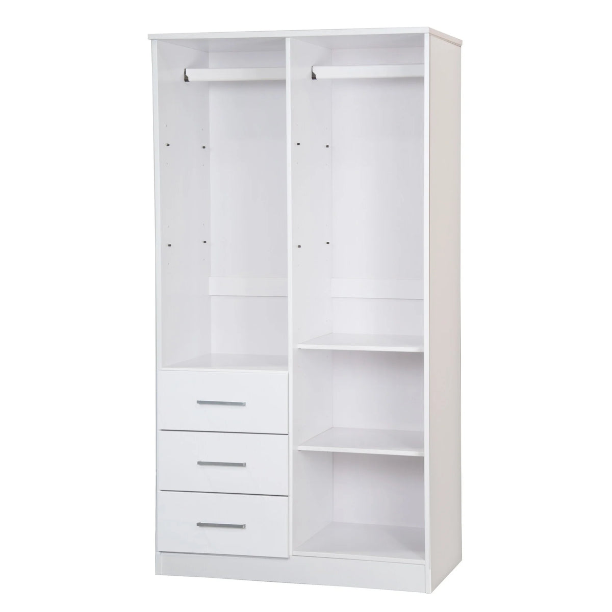 100% Solid Wood White Wardrobe Armoire E25784