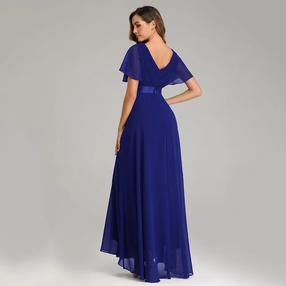 Elegant V-Neck Chiffon Formal Evening Gown Dress P744734