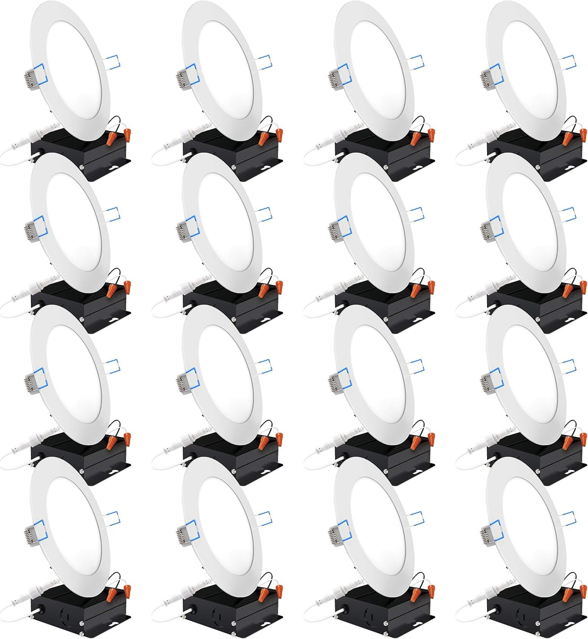 16 Pack 6 Inch Ultra Thin LED Recessed Ceiling Lights, 3000K Warm White, Dimmable 14W B72179