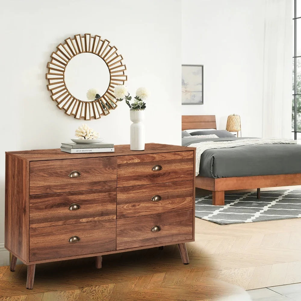 Wood 6 Drawer Dresser with Metal Handles G84652
