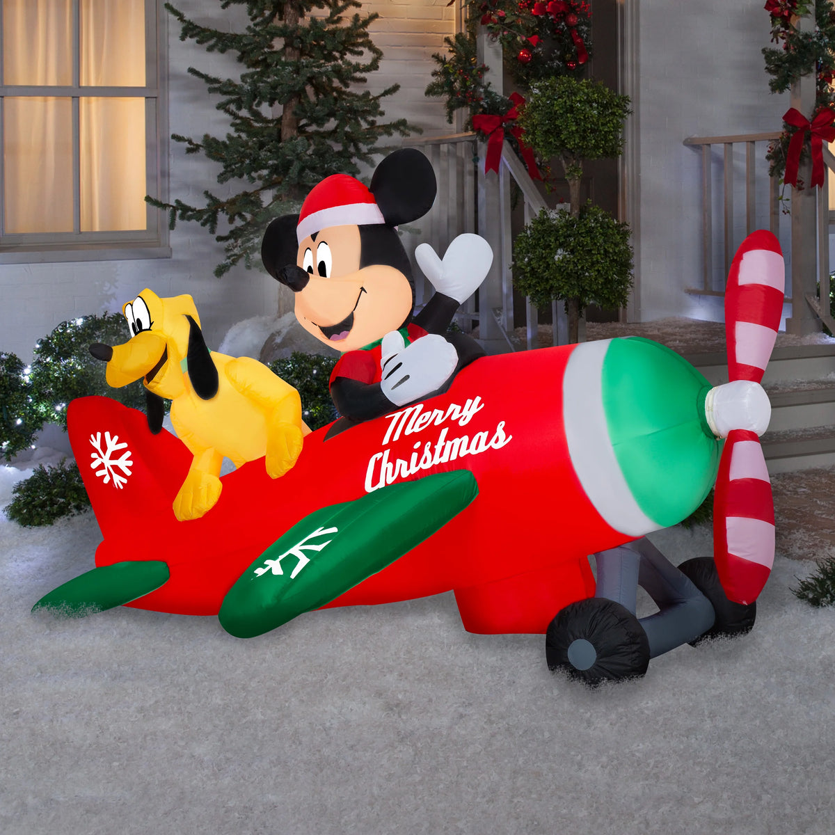 Animated Airblown Inflatable Airplane Scene with LEDs, 4.5 ft Tall N95181