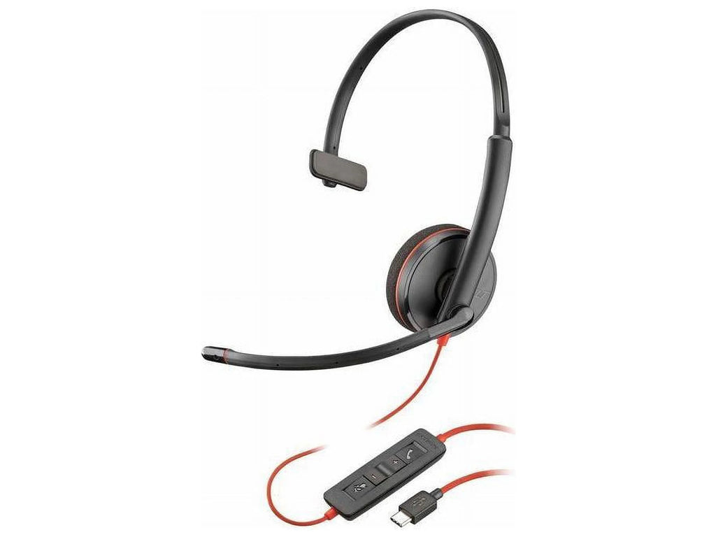 Black USB-C Wired On-ear Monaural Headset with Noise Cancelling Microphone F704
