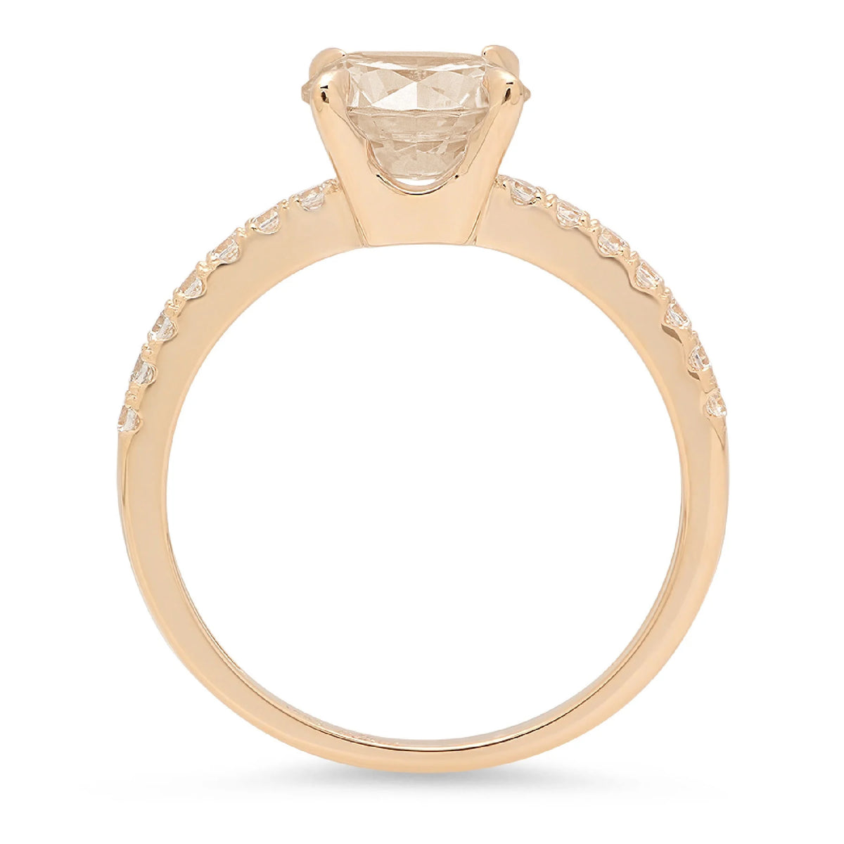 Champagne Simulated Diamond 18k Yellow Gold Ring O9467