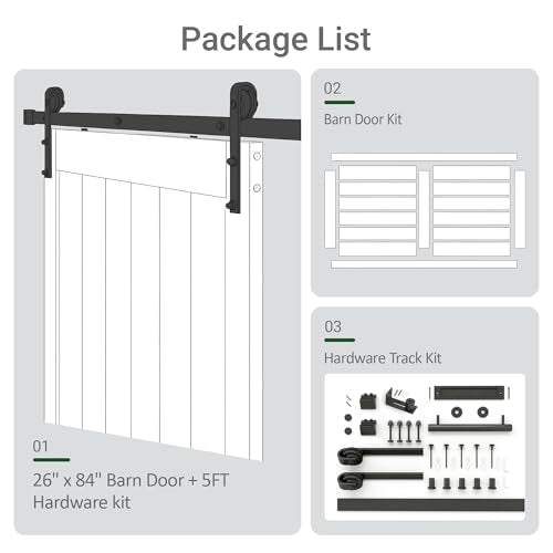 White Sliding Barn Door with Hardware Kit N84375