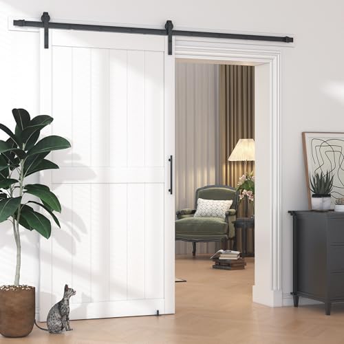 White Sliding Barn Door with Hardware Kit N84375